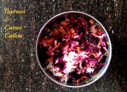 Boiled and grated beetroots, carrots & potatoes.