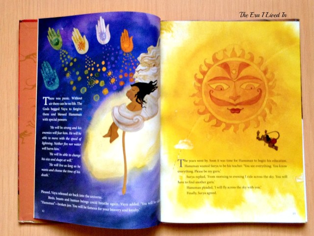 Looking for a book on Lord Hanuman? Read the book review of the beautiful, well-illustrated children's books on Lord Hanuman by Mala Dayal. Come, explore the details of Indian mythology that involves Hanuman, with pictures of the inside of the book. #theerailivedin #bookreview #books #childrensbooks #Hanuman #IndianMythology