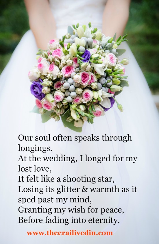 On the blog, I share the day when my heart bled for my lost love & the dead marriage (following a difficult divorce) while attending a cousin's wedding. Read the details in the story on the Blog! #theerailivedin #heartbreak #divorce #quotestoliveby #quotes