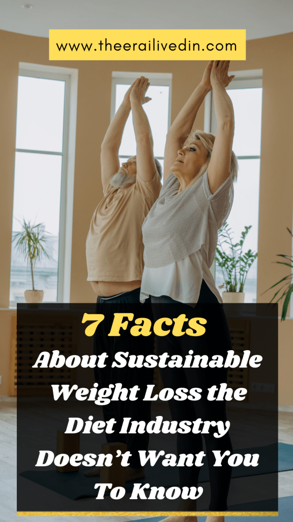 Elderly couple doing yoga and living their healthy life because they have been following the practices that support sustainable weight loss